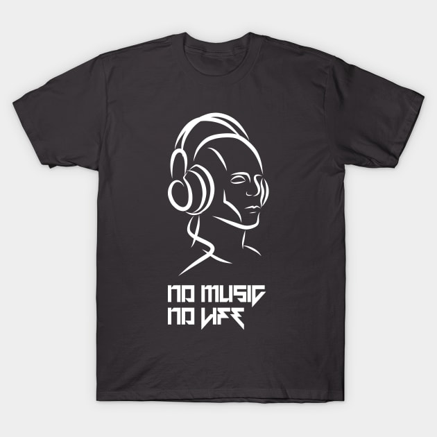 No Music No Life T-Shirt by Beerlogoff